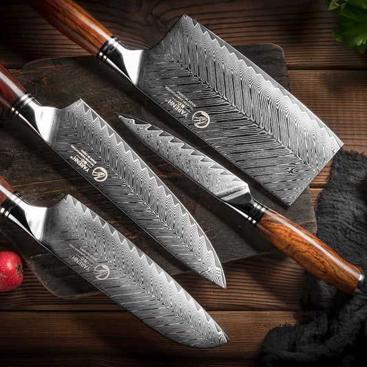 Damascus Kitchen Chef Knife Set 5 Piece - FYW Series yarenh Damascus kitchen knife set