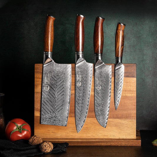 Damascus Kitchen Chef Knife Set 5 Piece - FYW Series yarenh Damascus kitchen knife set