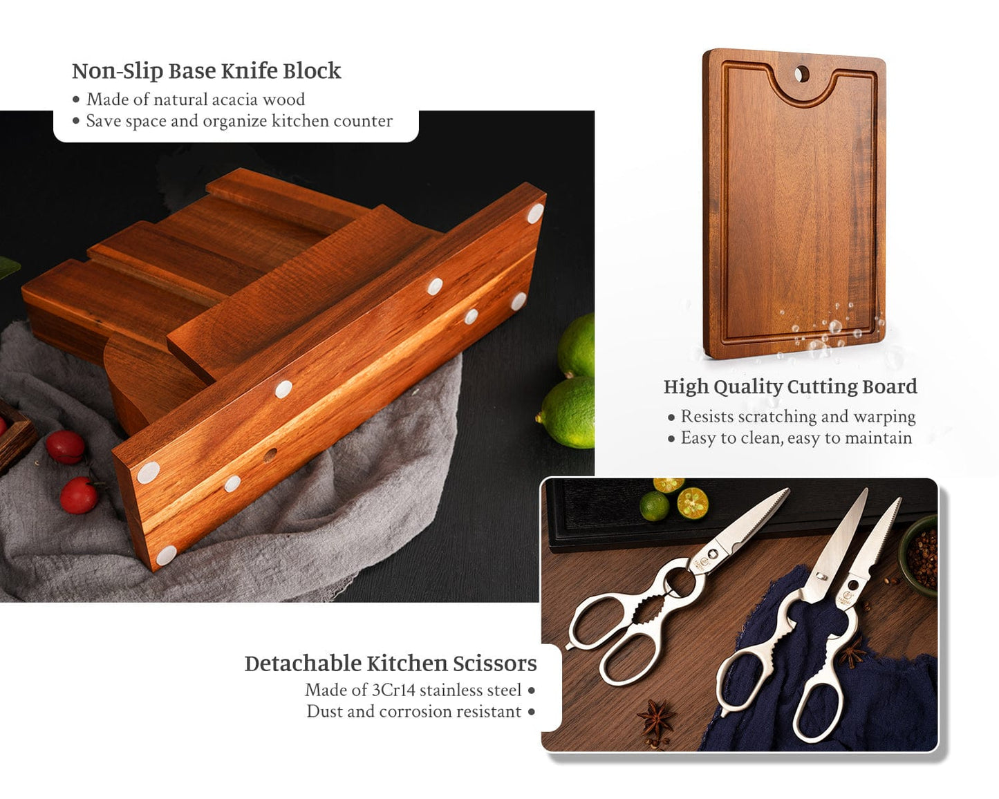 Damascus Steel Chef Knife Set 7 Piece - KTF Series yarenh kitchen knife set