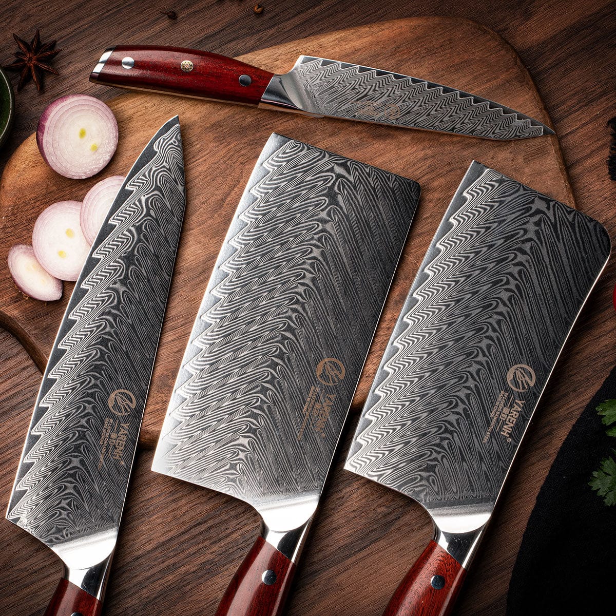 Damascus Steel Chef Knife Set 7 Piece - KTF Series yarenh kitchen knife set
