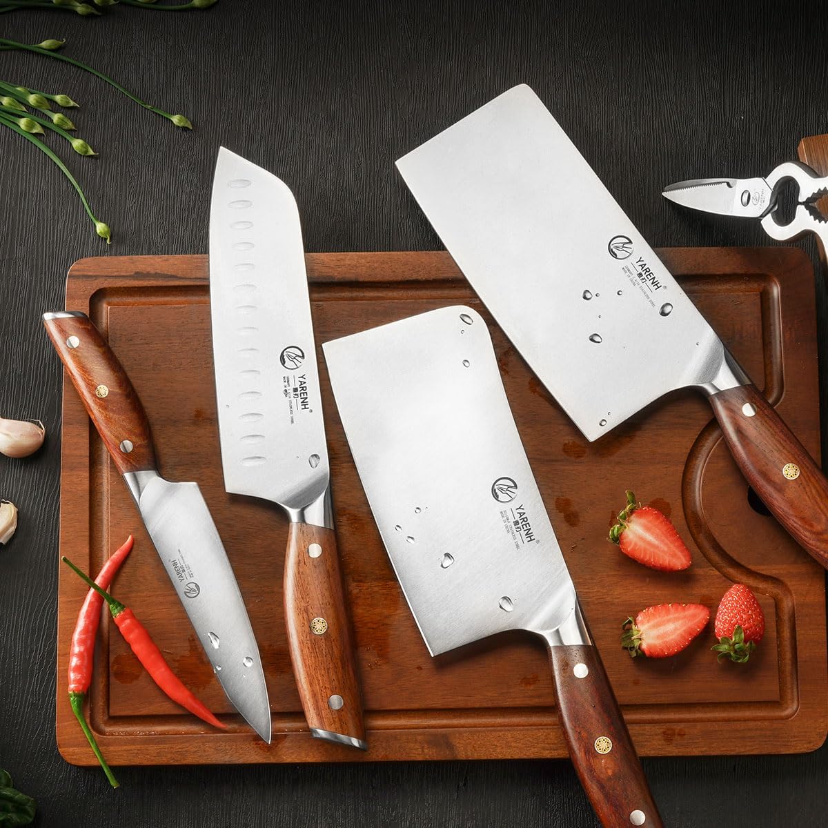 German 1.4116 Steel Kitchen Chef Knife Set 7 Piece - SZD Series yarenh kitchen knife set