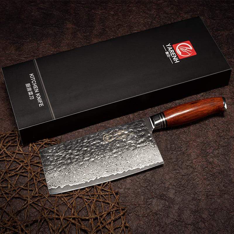 Chinese Chef Cleaver Knife 7 Inch -YARENH HTT Series yarenh Damascus Chinese Cleaver