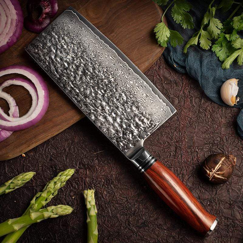 Chinese Chef Cleaver Knife 7 Inch -YARENH HTT Series yarenh Damascus Chinese Cleaver