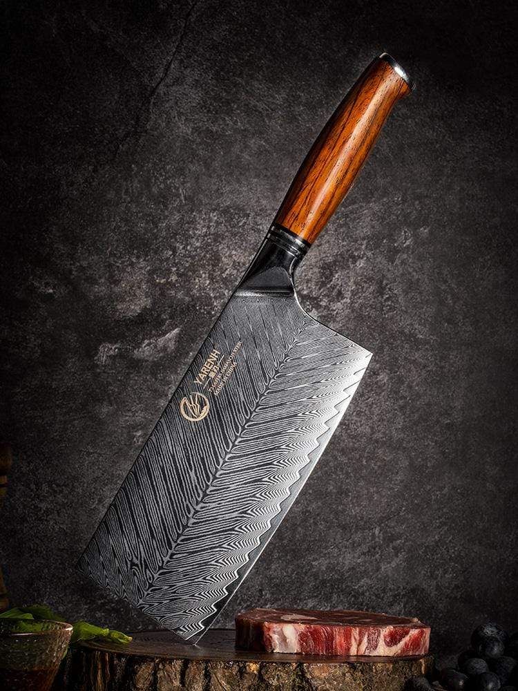 Chinese Chef Cleaver Knife 7 Inch - YARENH HYZ series yarenh Damascus Chinese Cleaver