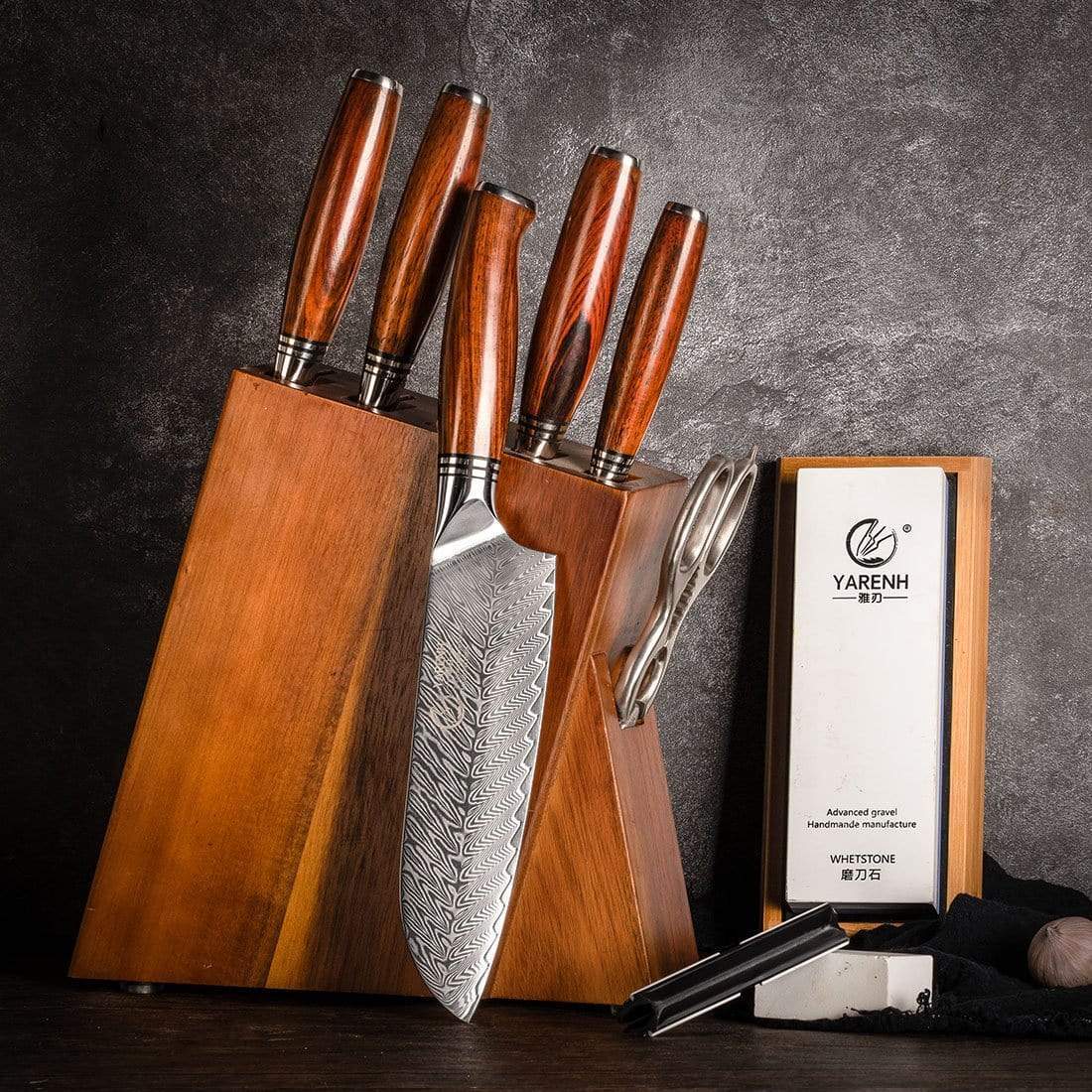 YARENH Kitchen Knife Set with Cleaver 4 Pcs, 73 Layers Damascus High Carbon Stainless Steel, Full Tang Natural Sandalwood Handle, Professional Chef