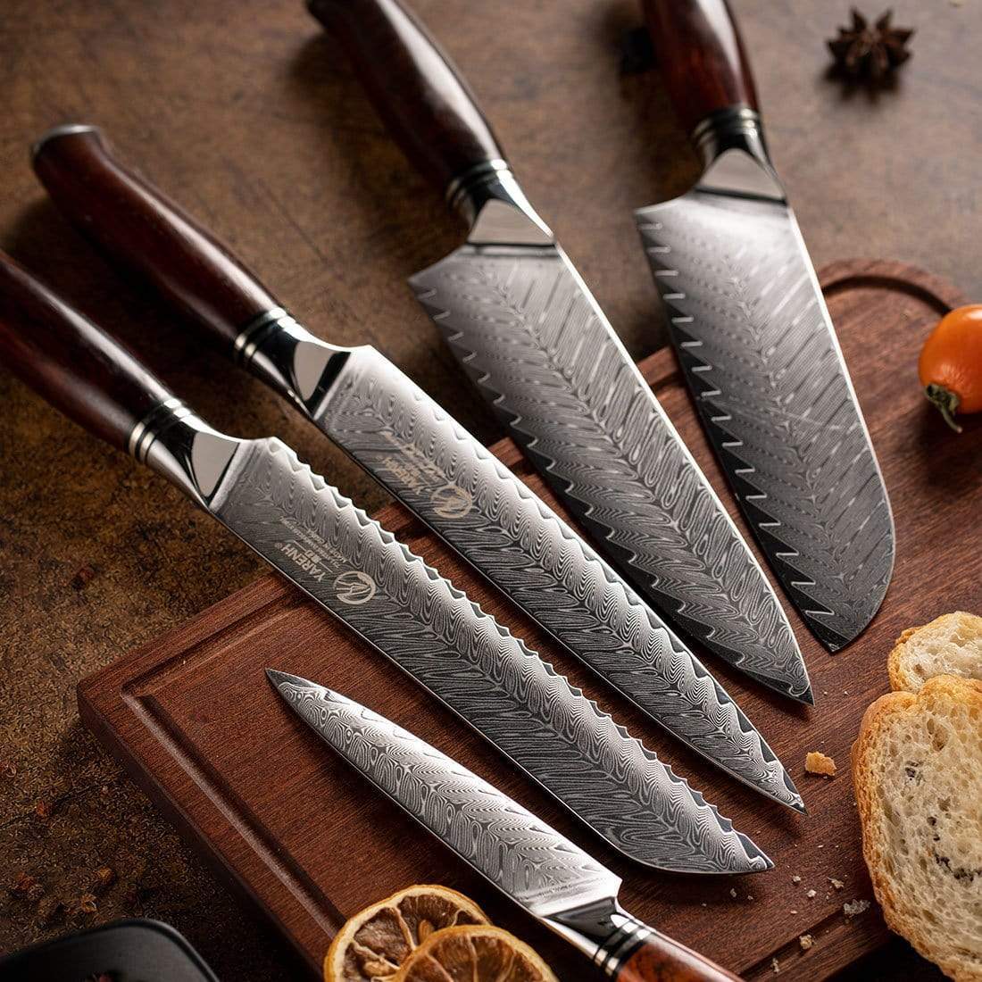 FYW Series - Damascus Kitchen Knife Set 8 Piece yarenh Damascus Steel