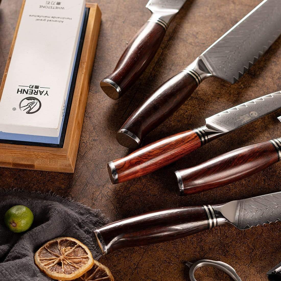 FYW Series - Damascus Kitchen Knife Set 8 Piece yarenh Damascus Steel