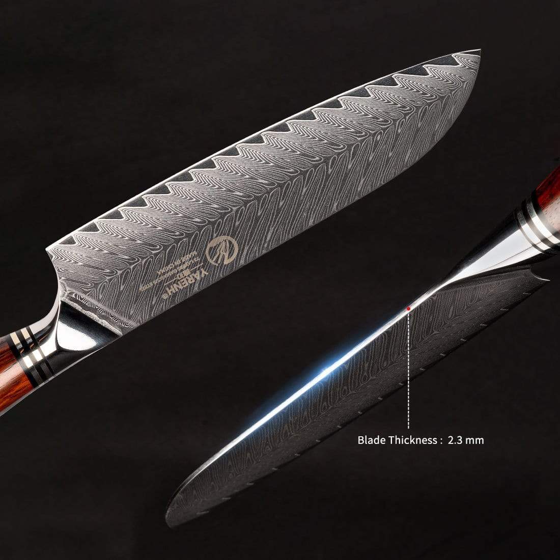 FYW Series - Damascus Santoku Knife 7 inch yarenh Damascus Steel