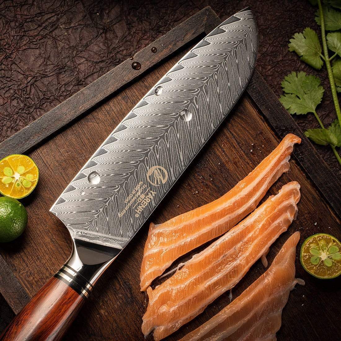 FYW Series - Damascus Santoku Knife 7 inch yarenh Damascus Steel