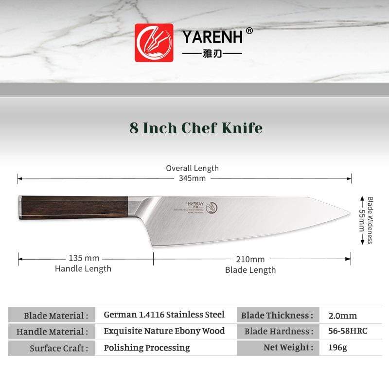 German molybdenum vanadium steel 8 Inch Chef Knife yarenh