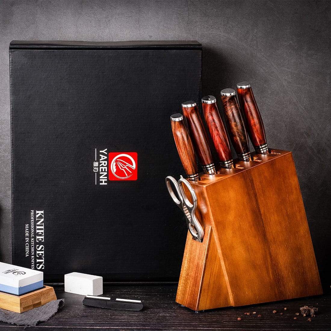 HTT Series - Damascus Chef knife Set 8 Piece yarenh Damascus Steel