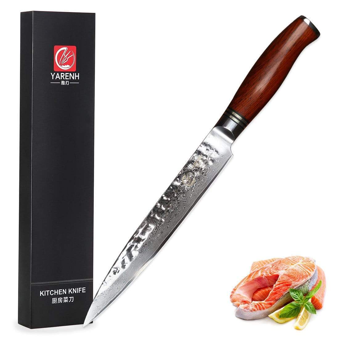 HTT Series - Damascus Sashimi Knives 8 Inch yarenh Damascus Steel
