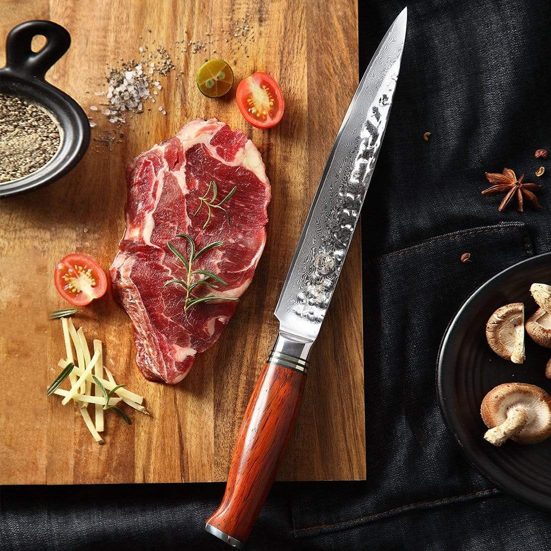 HTT Series - Damascus Sashimi Knives 8 Inch yarenh Damascus Steel