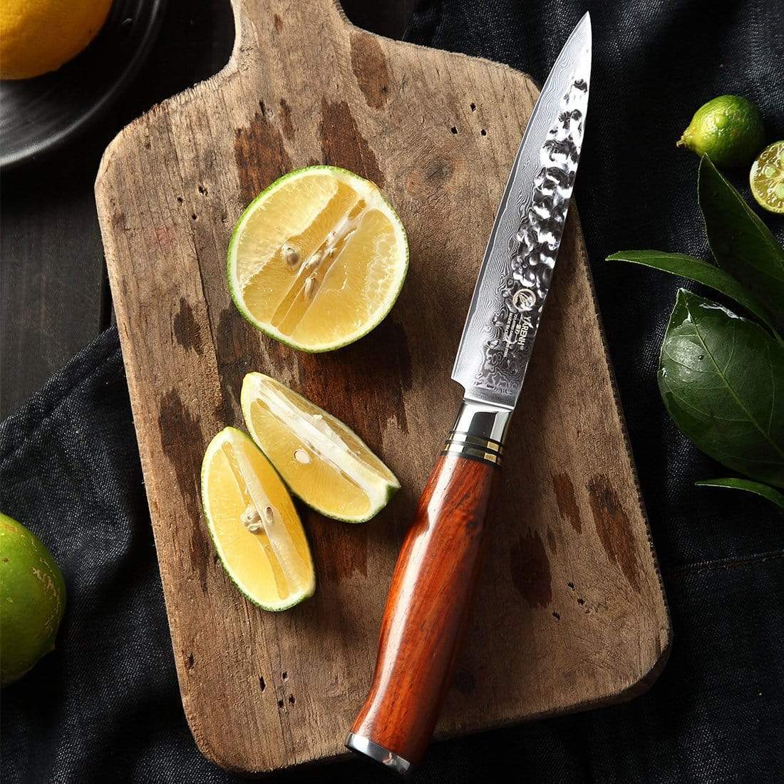 HTT Series - Damascus Utility Knife 5 inch yarenh Damascus Steel