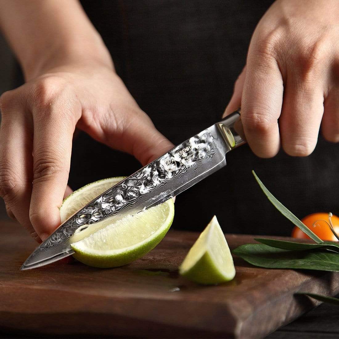 HTT Series - Damascus Utility Knife 5 inch yarenh Damascus Steel
