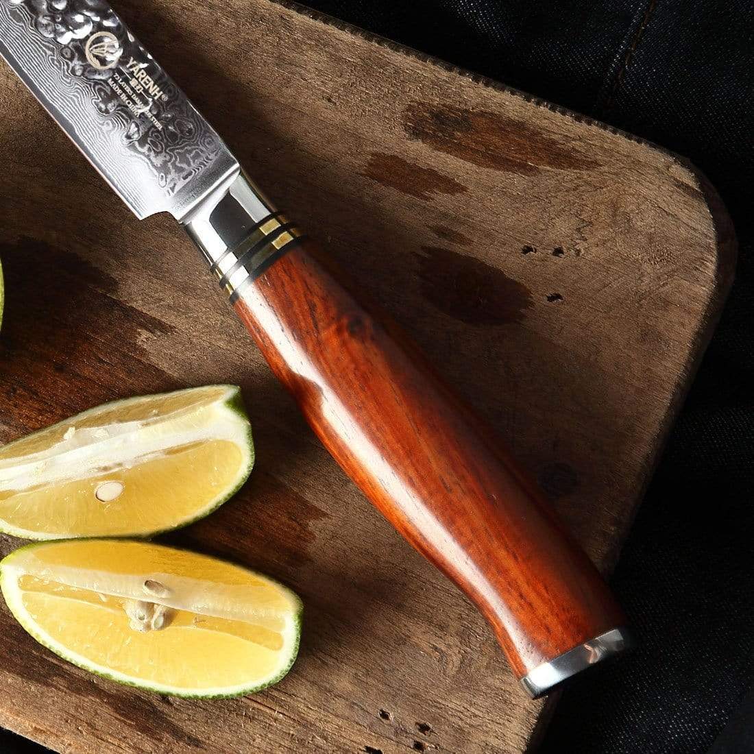 HTT Series - Damascus Utility Knife 5 inch yarenh Damascus Steel