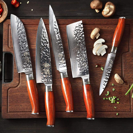 HTT Series - Damascus Vegetable Knives Set 5 Piece yarenh Damascus Steel