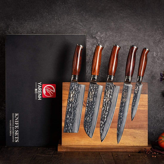 HTT Series - Damascus Vegetable Knives Set 5 Piece yarenh Damascus Steel