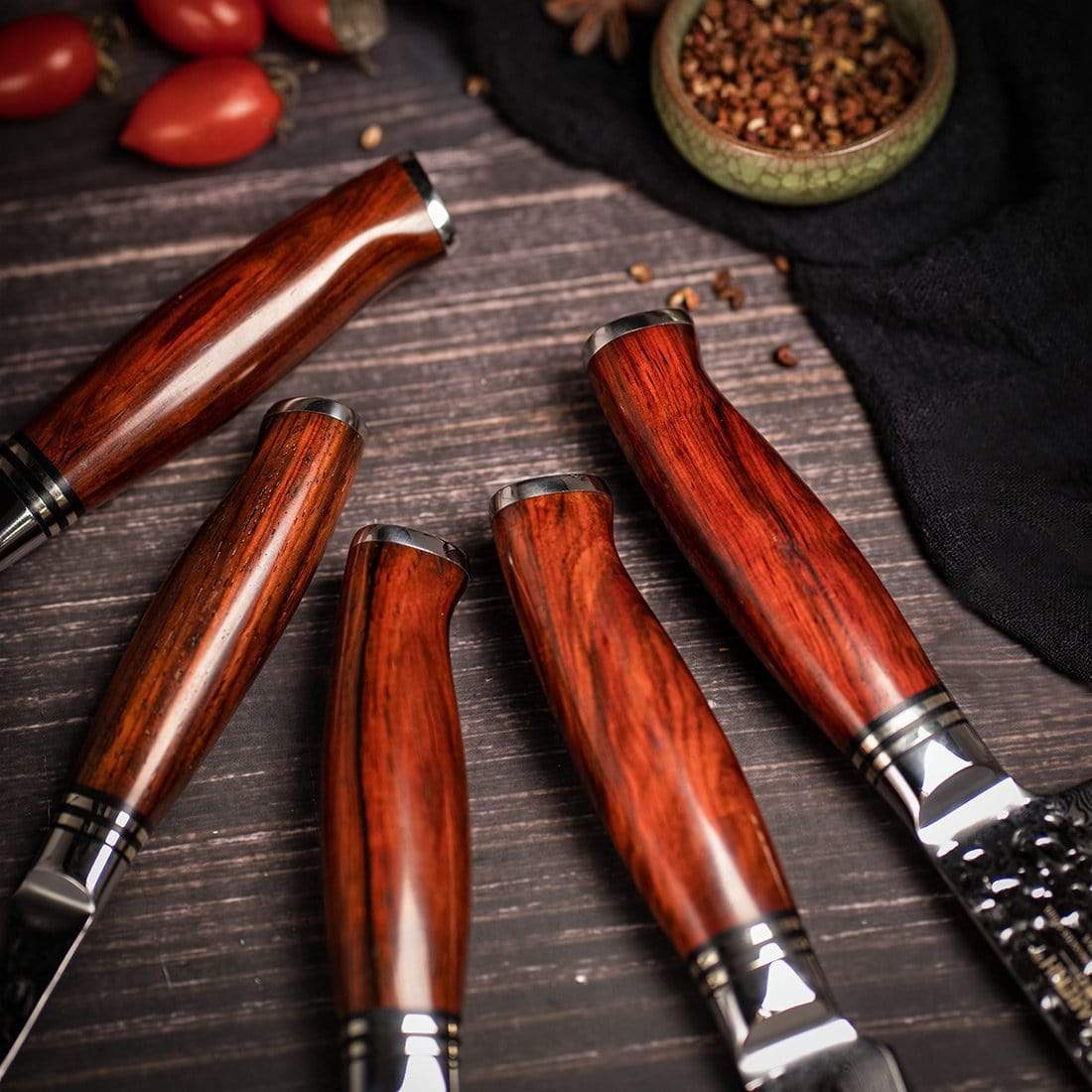 HTT Series - Damascus Vegetable Knives Set 5 Piece yarenh Damascus Steel