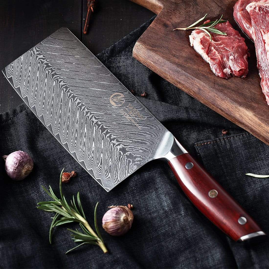 Damascus Chinese Cleaver Knife Set 4 Piece-KTF Series – yarenh flagship  store