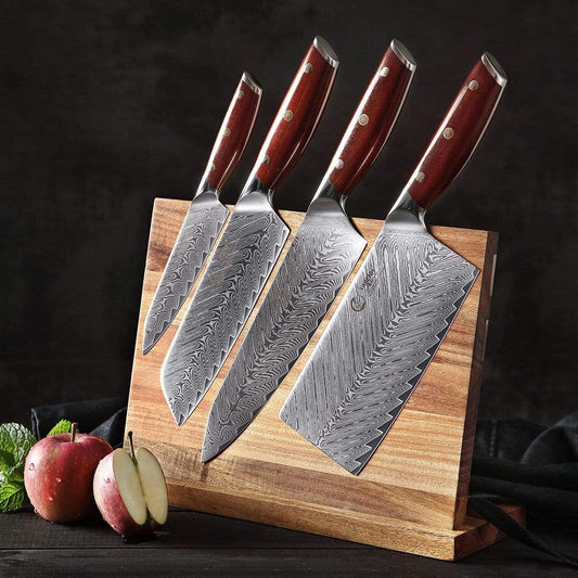 KTF Series - Damascus Chinese Cleaver Knife Set 4 Piece yarenh Damascus Steel