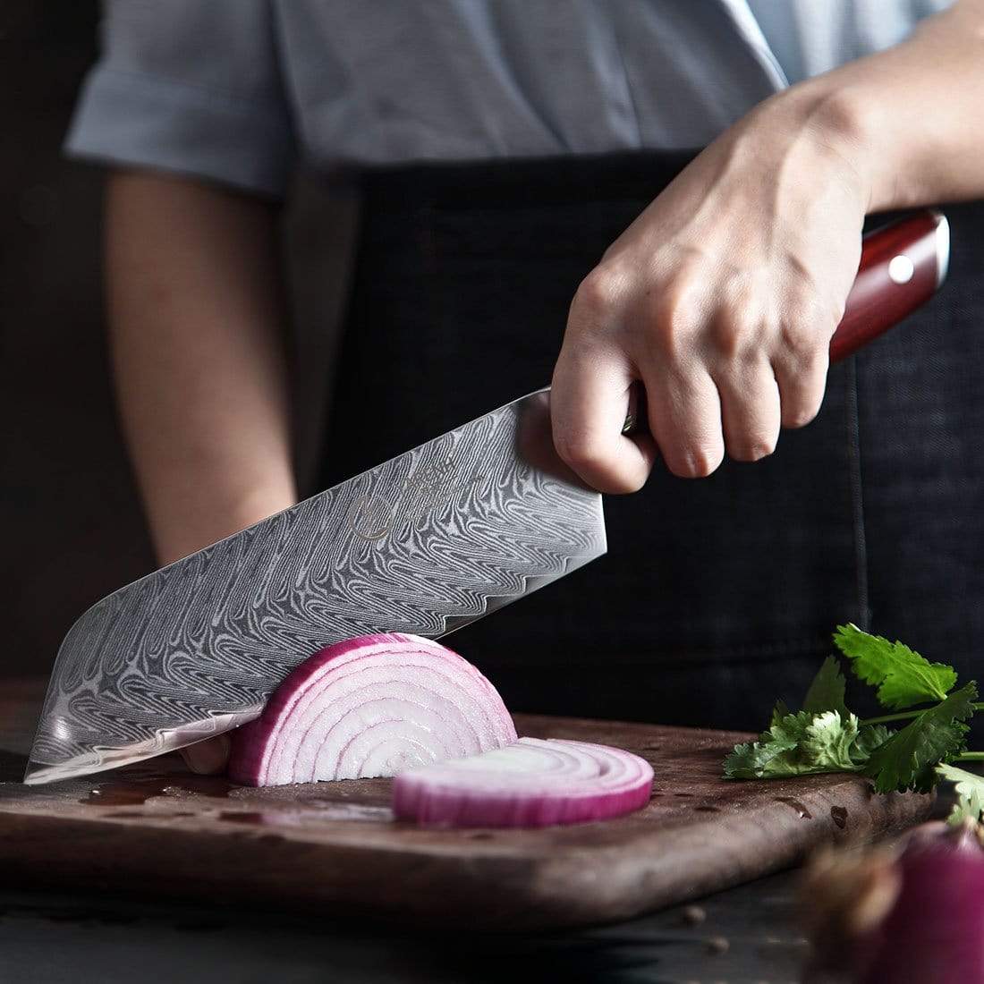 KTF Series - Damascus Santoku Knife 7 inch yarenh Damascus Steel