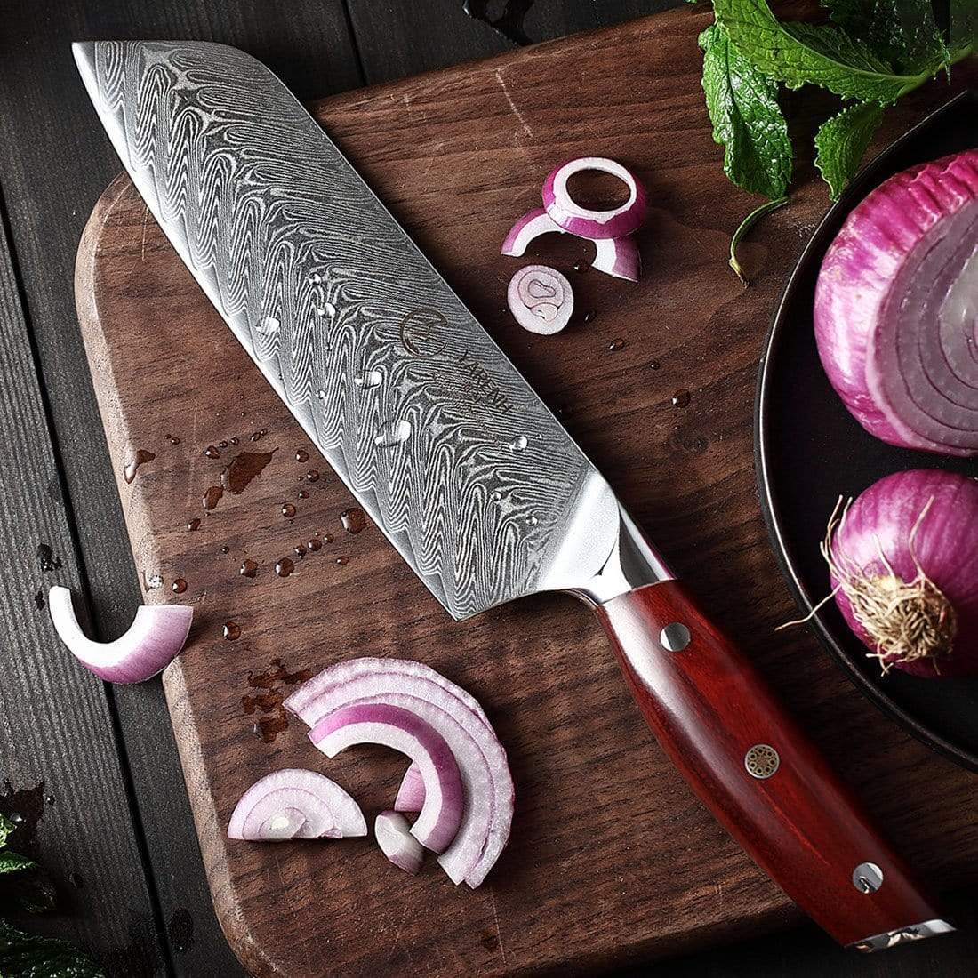 KTF Series - Damascus Santoku Knife 7 inch yarenh Damascus Steel