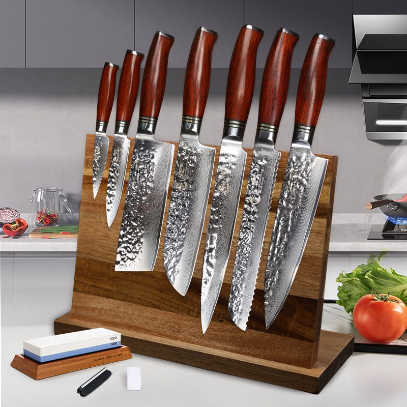 YARENH Professional Chef Knife Set - Kitchen Magnetic Knife Holder - Japanese Damascus Stainless Steel Knives Sets - Chef's Gift yarenh flagship store Damascus kitchen knife set