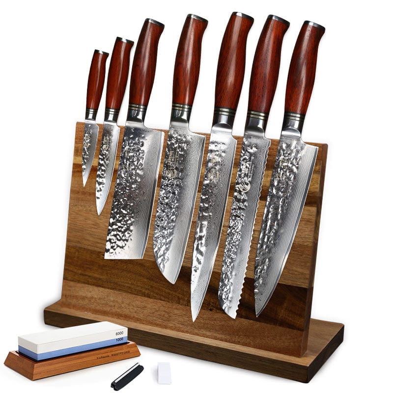 YARENH Professional Chef Knife Set - Kitchen Magnetic Knife Holder - Japanese Damascus Stainless Steel Knives Sets - Chef's Gift yarenh flagship store Damascus kitchen knife set