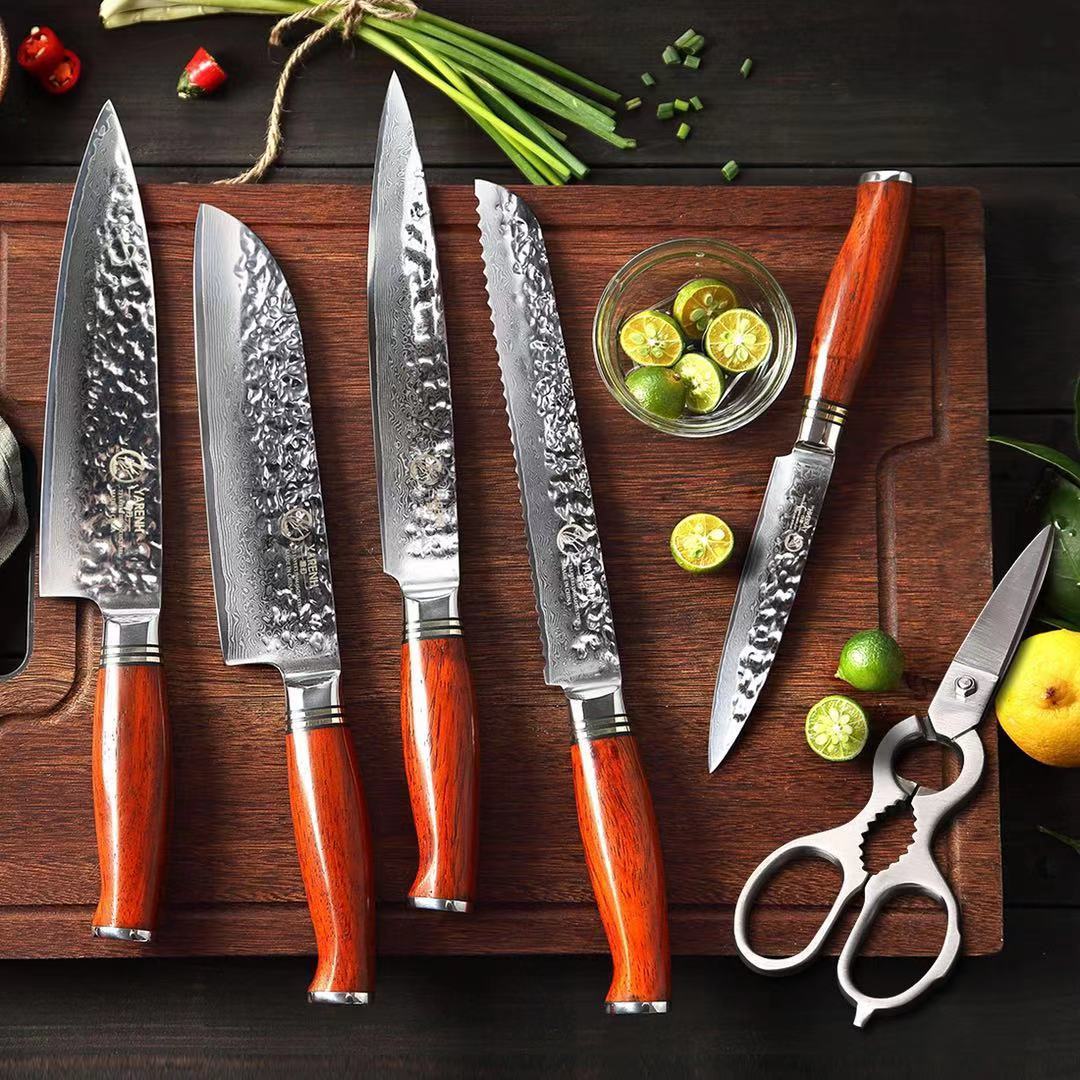 YARENH Kitchen Knife Set with Cleaver 4 Pcs, 73 Layers Damascus High Carbon  Stainless Steel, Full Tang Natural Sandalwood Handle, Professional Chef