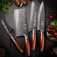 Damascus Chef knife Set with Block 5 Piece-HTT Series yarenh Damascus kitchen knife set