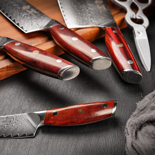 Damascus Steel Chef Knife Set 7 Piece - KTF Series yarenh kitchen knife set