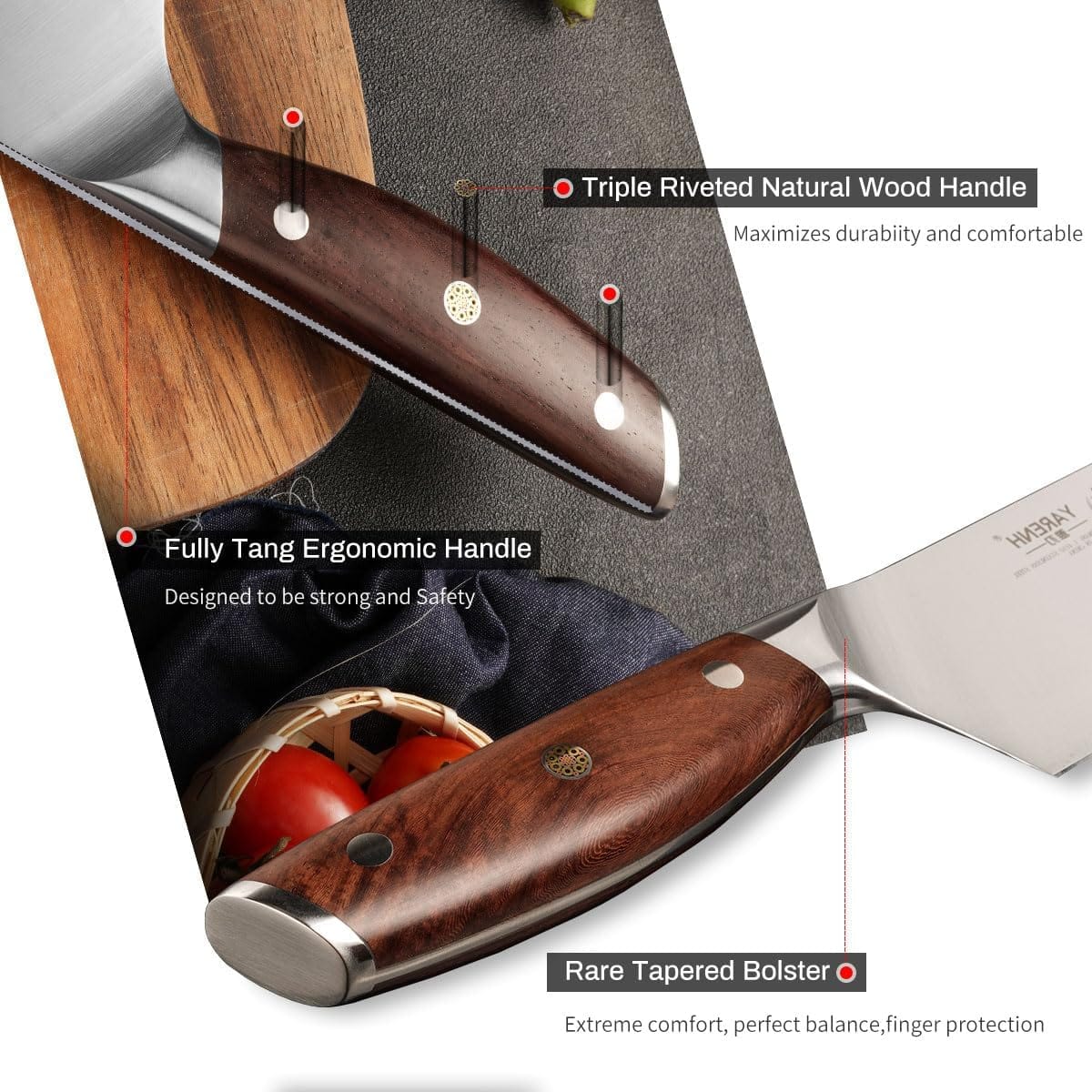 German 1.4116 Steel 7 Inch Santoku Knife - YARENH SZD Series yarenh