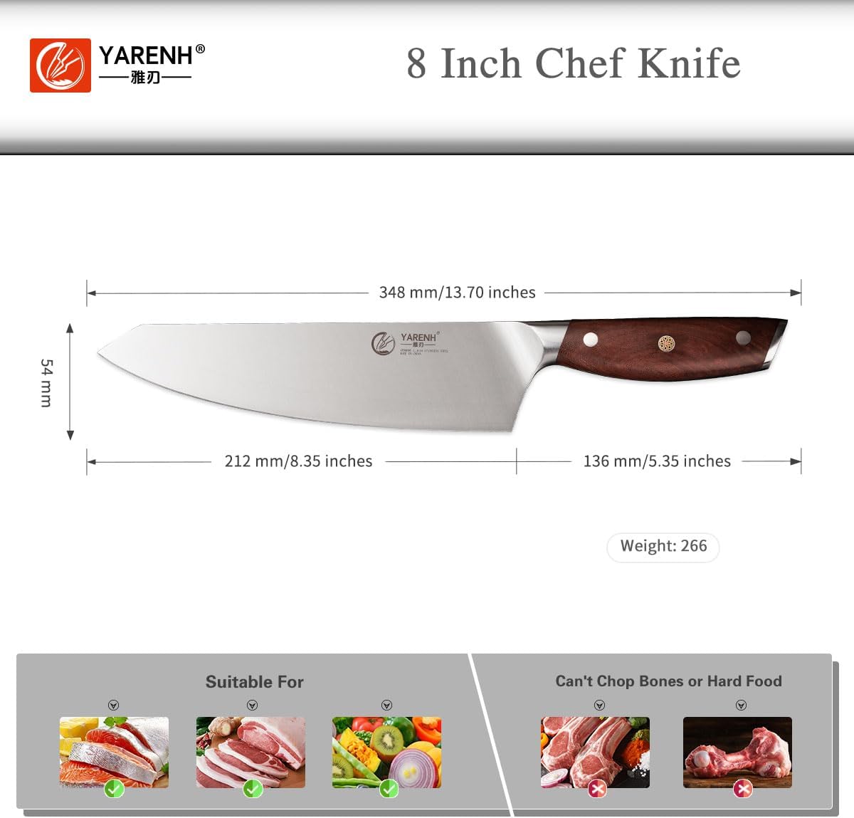 German 1.4116 Steel 8 Inch Chef Knife - YARENH SZD Series yarenh