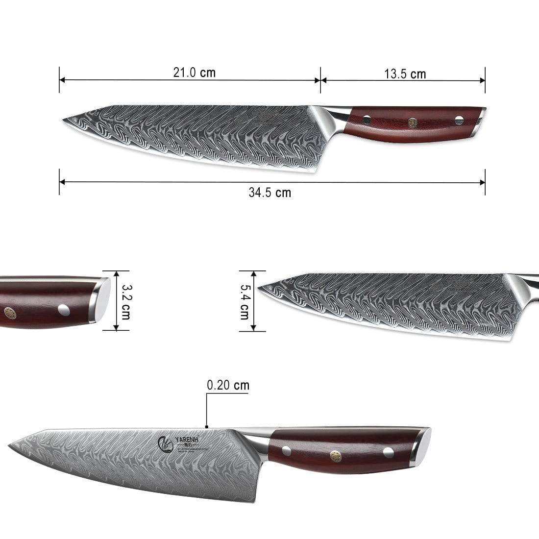 Damascus Chef Knife 8 inch-KTF Series yarenh Damascus Chef knife