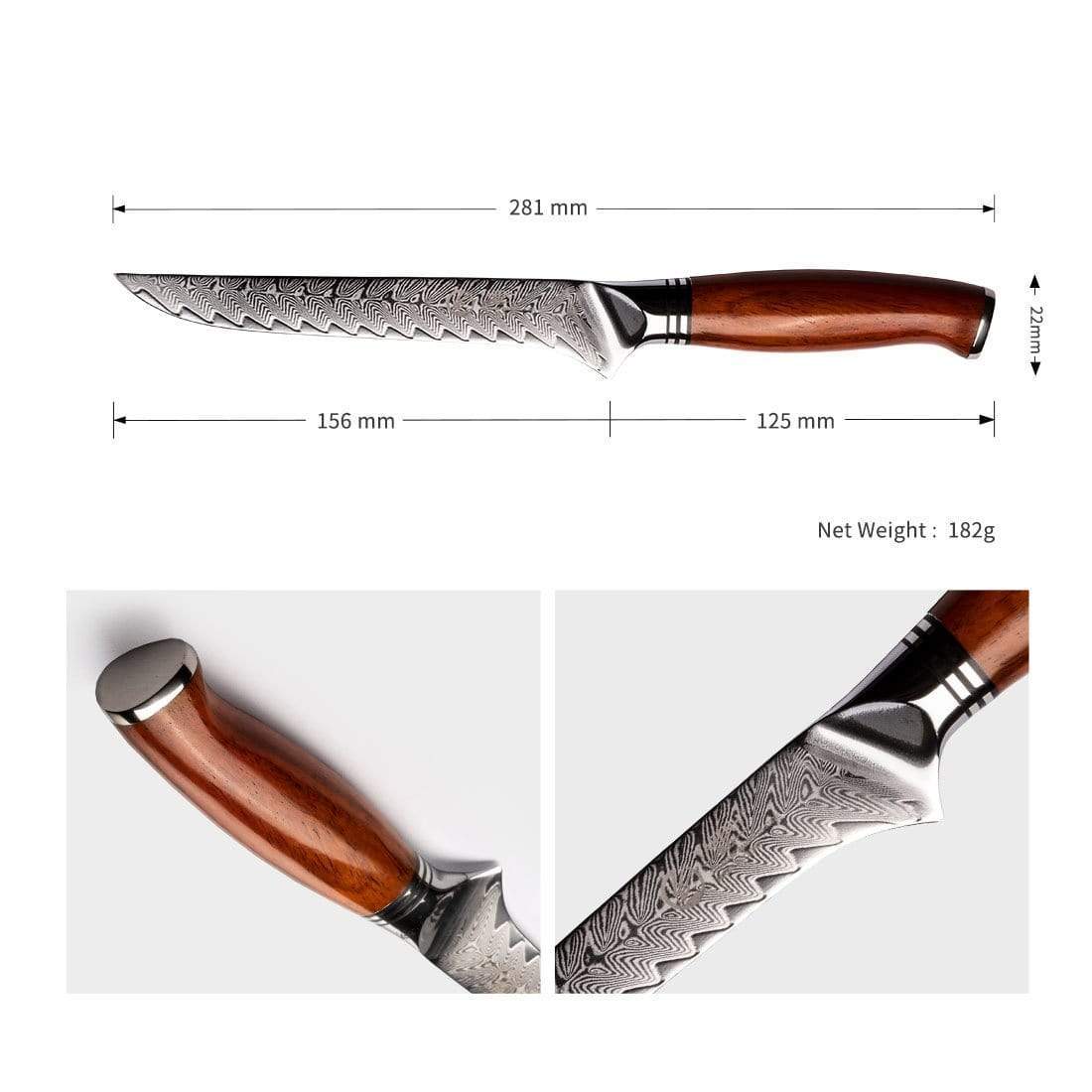 FYW Series - Damascus Boning Knife 6 Inch yarenh Damascus Steel