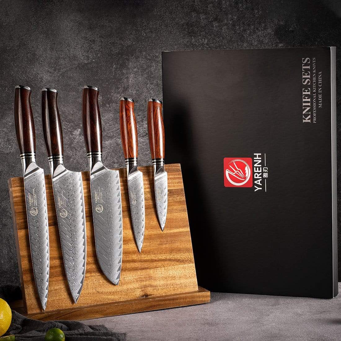 5 Pieces Damascus Japanese Steel Chef Knife Set