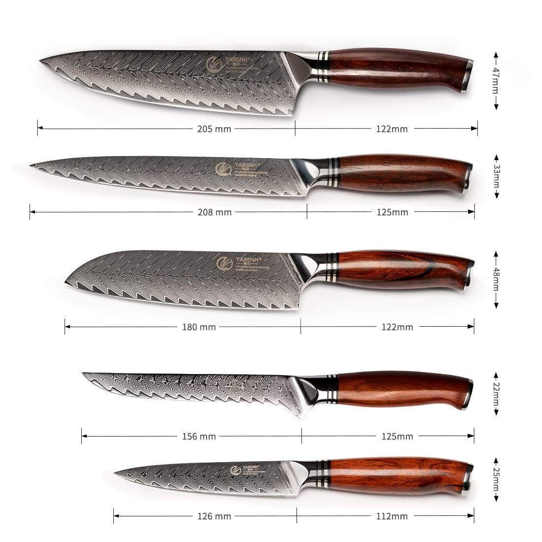 Damascus chef knife block set 8 piece-KTF Series – yarenh flagship store