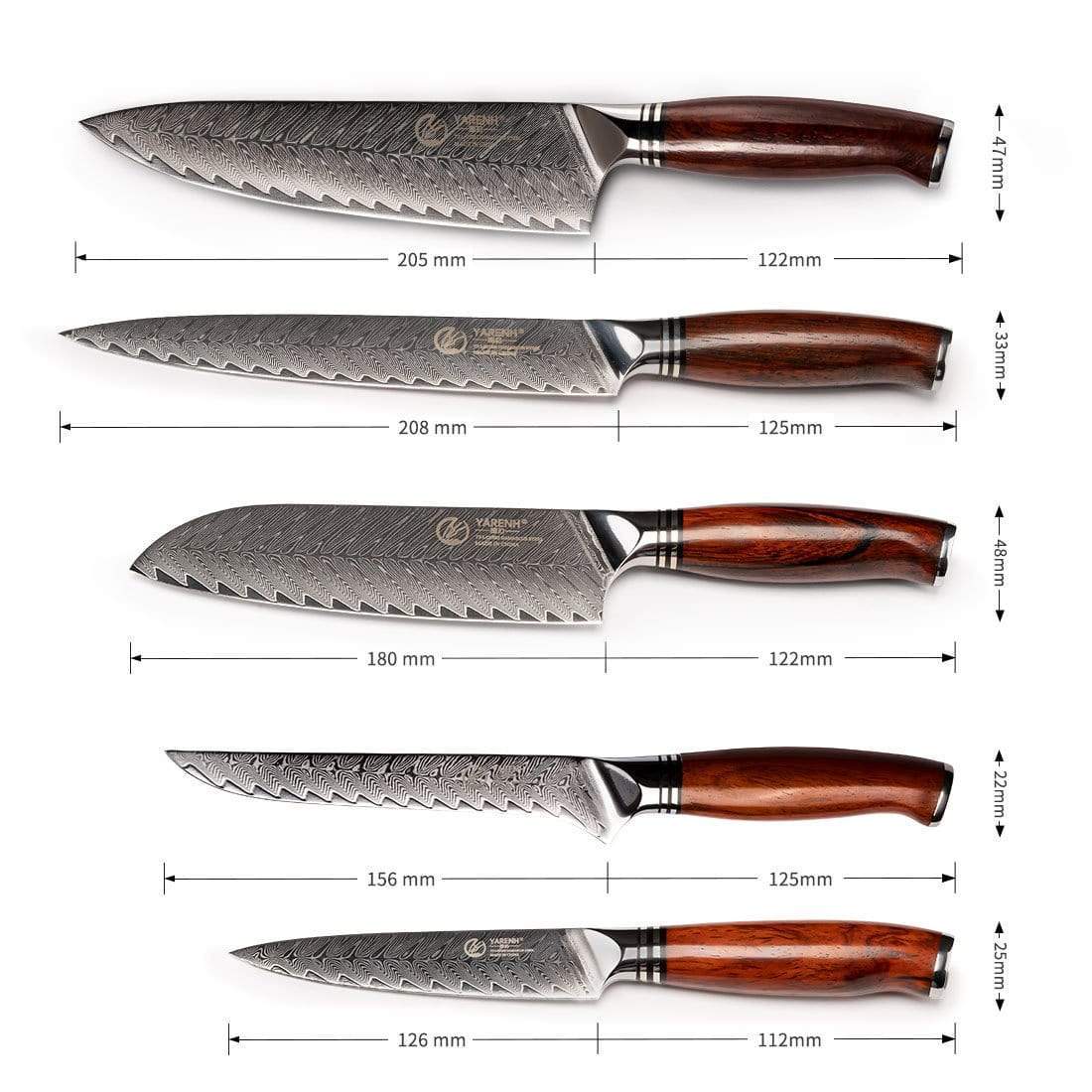 FYW Series - Damascus Chef Knife Set 8 Piece yarenh Damascus Steel