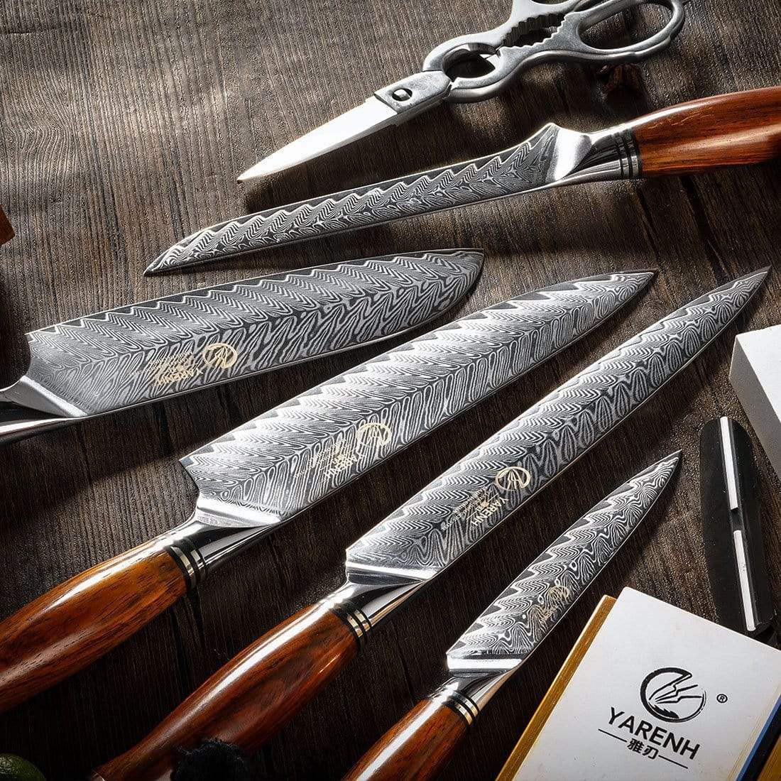 FYW Series - Damascus Chef Knife Set 8 Piece yarenh Damascus Steel