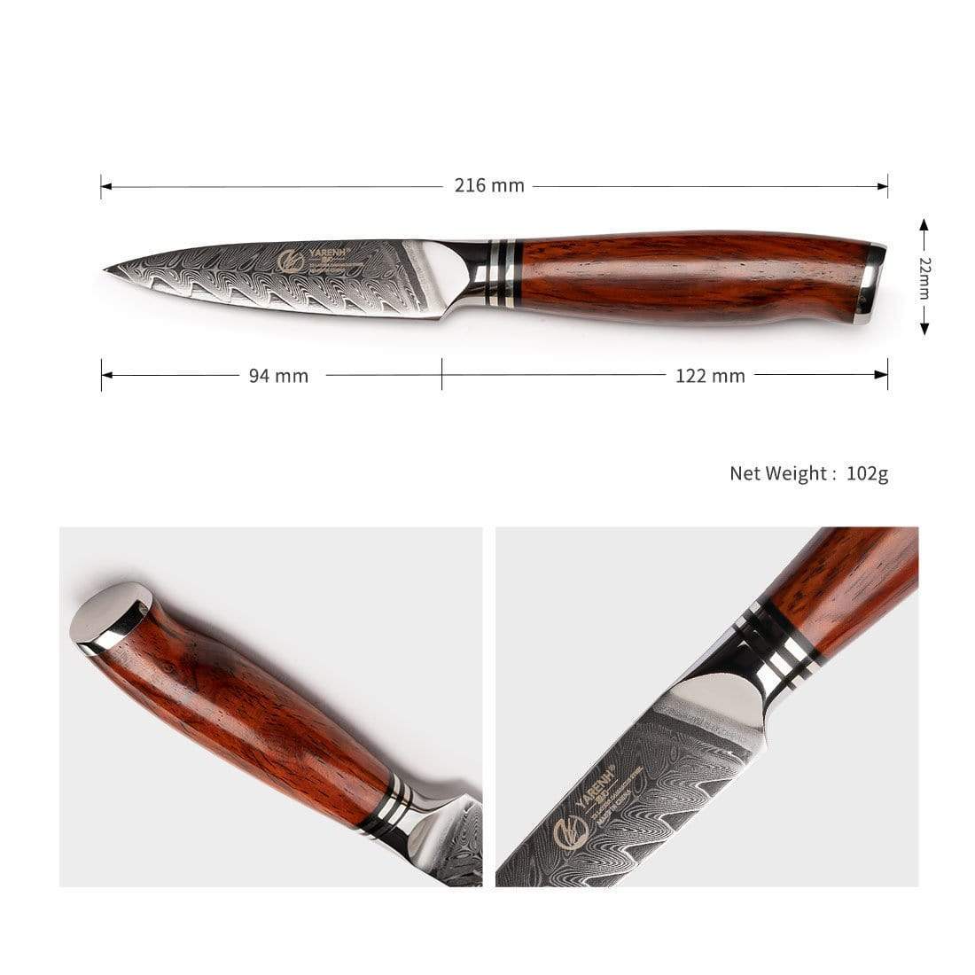 Damascus Paring Knife 3.5 inch-FYW Series – yarenh flagship store