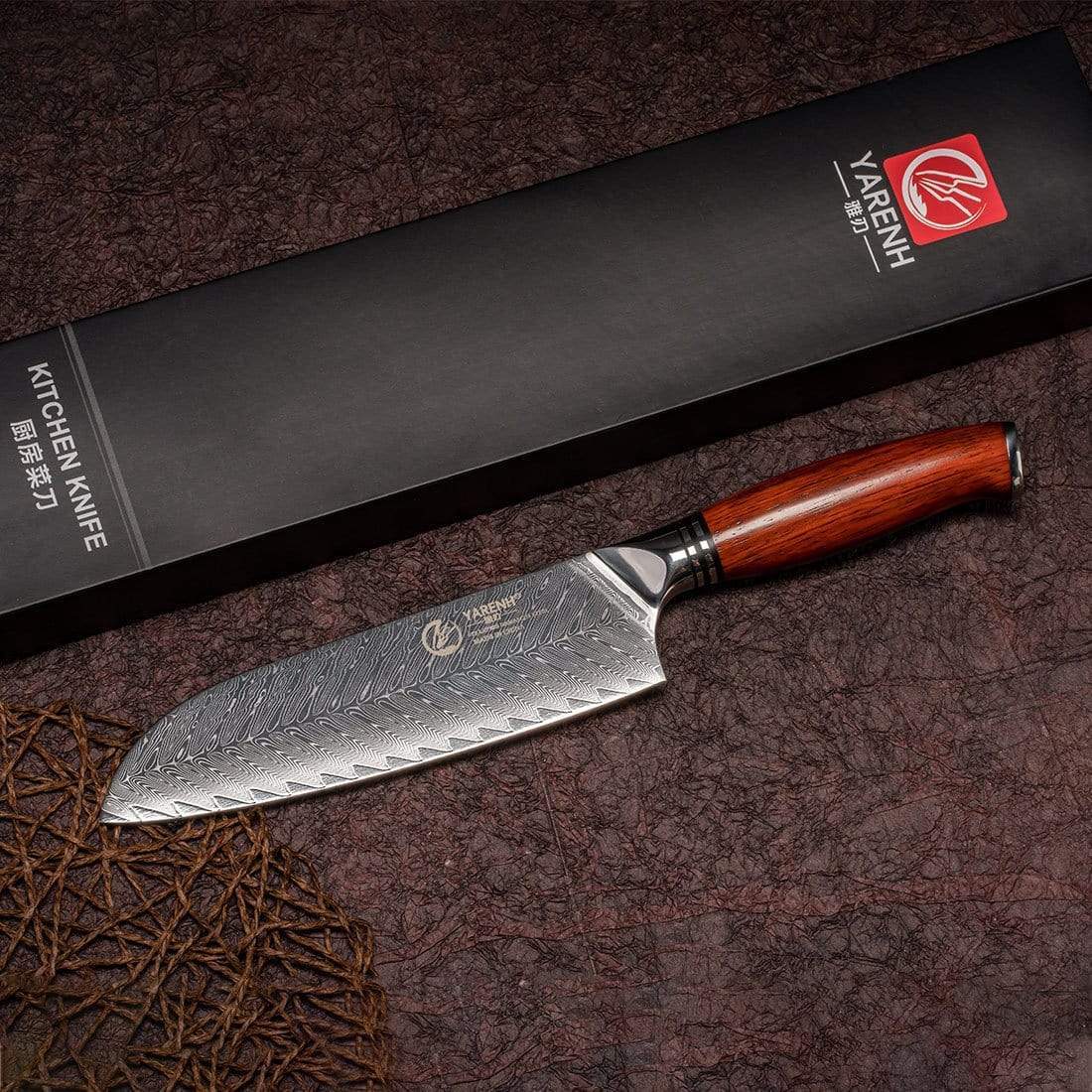 FYW Series - Damascus Santoku Knife 7 inch yarenh Damascus Steel