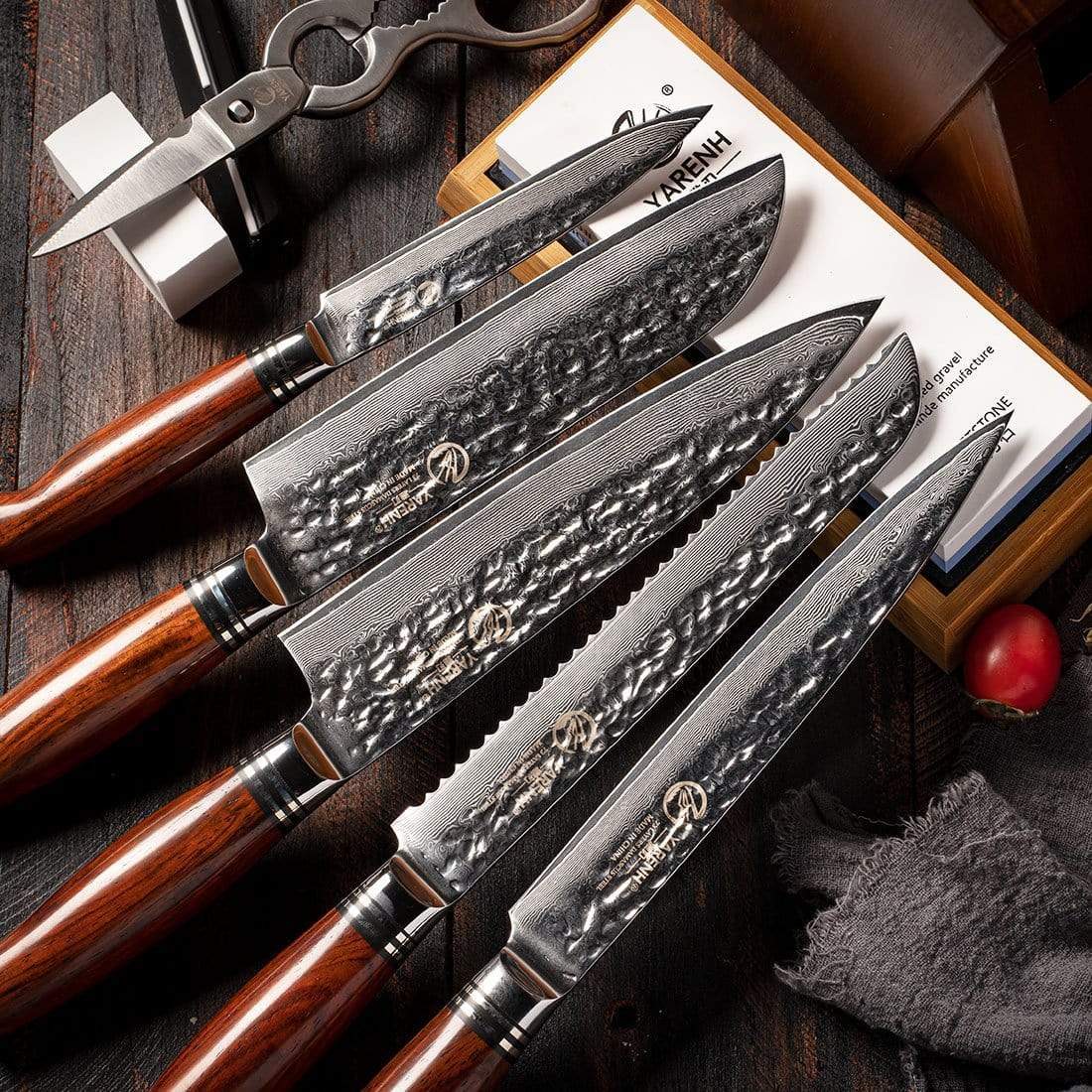 HTT Series - Damascus Chef knife Set 8 Piece yarenh Damascus Steel