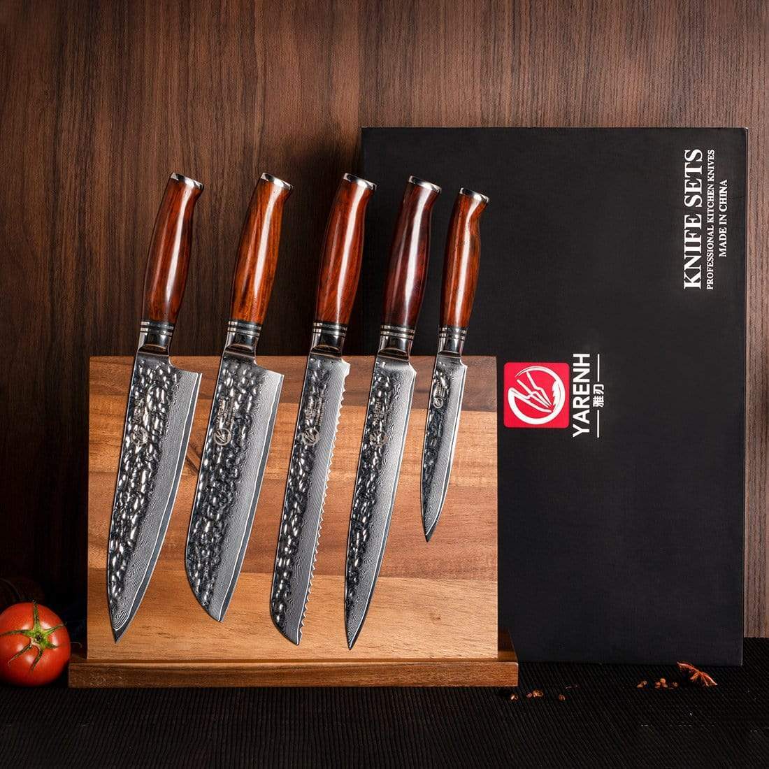 HTT Series - Damascus sashimi Knives Set 5 Piece yarenh Damascus Steel