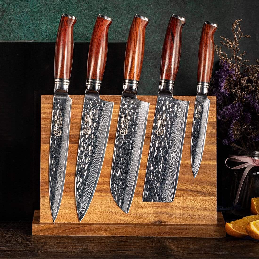 HTT Series - Damascus Vegetable Knives Set 5 Piece yarenh Damascus Steel