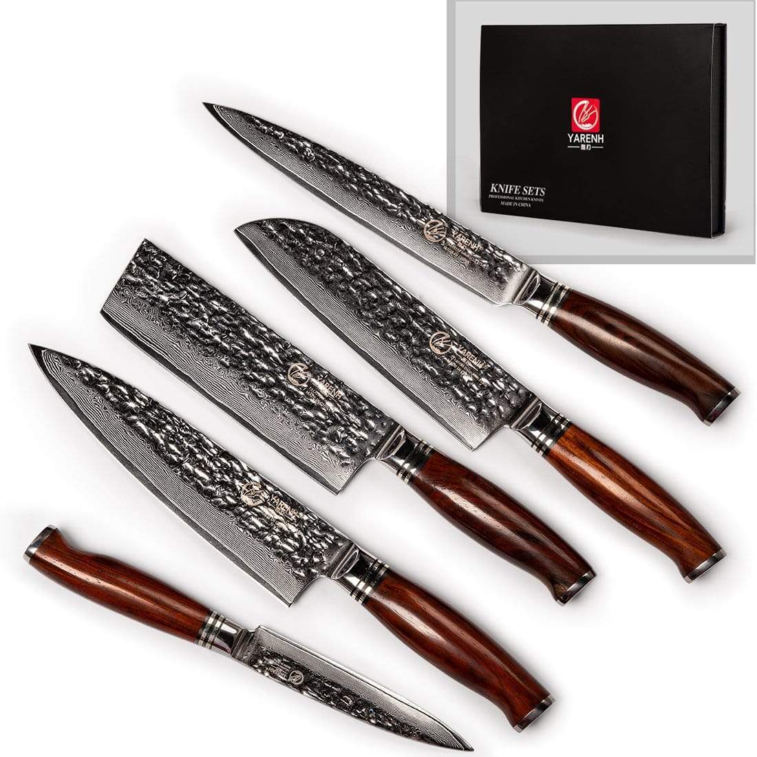 HTT Series - Damascus Vegetable Knives Set 5 Piece yarenh Damascus Steel