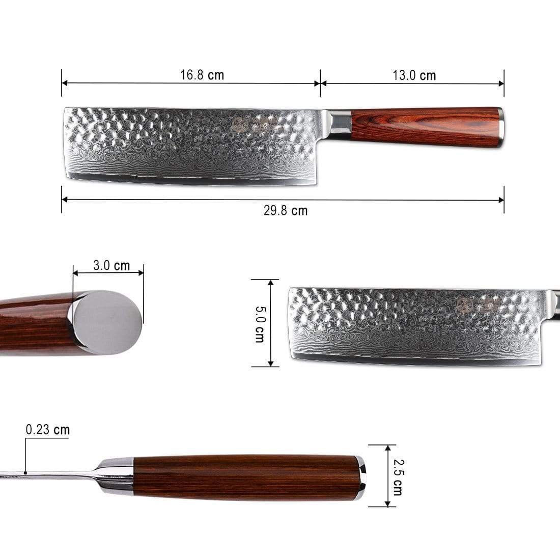 HYZ Series - Damascus Nakiri Knife 6.5 inch yarenh Damascus Steel
