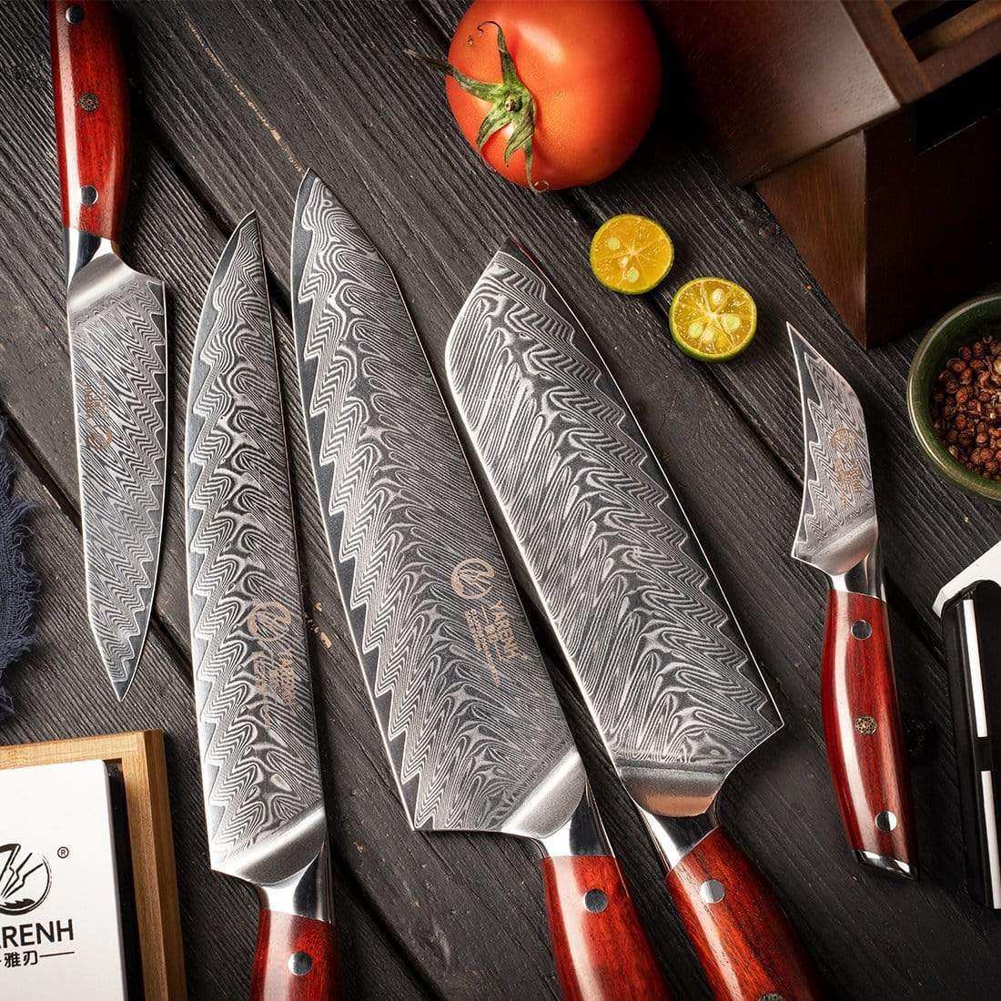 8pc Damascus Steel Knife Set