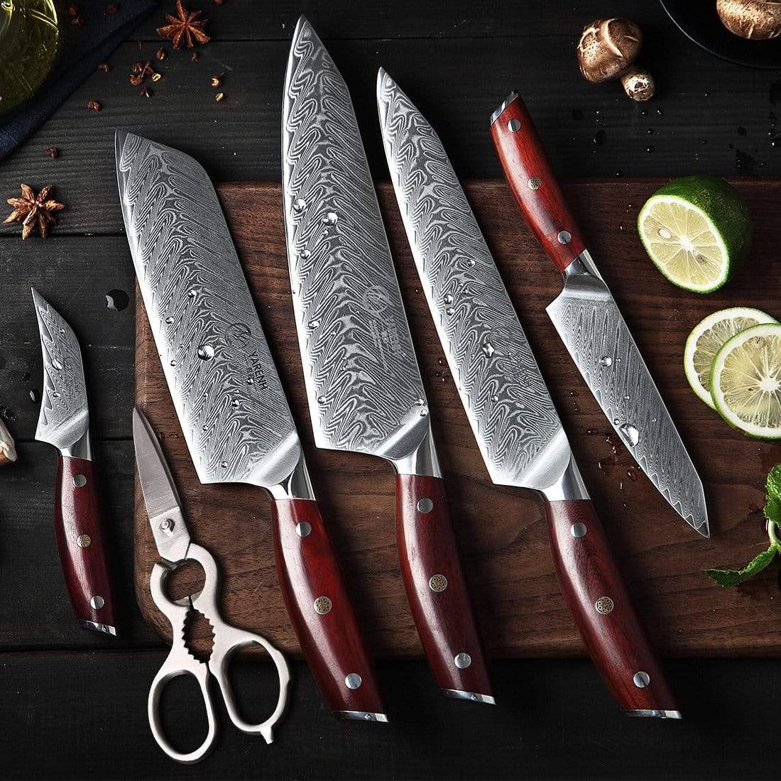 YARENH Professional Chef Knife Set - Kitchen Magnetic Knife Holder -  Japanese Damascus Stainless Steel Knives Sets - Chef's Gift