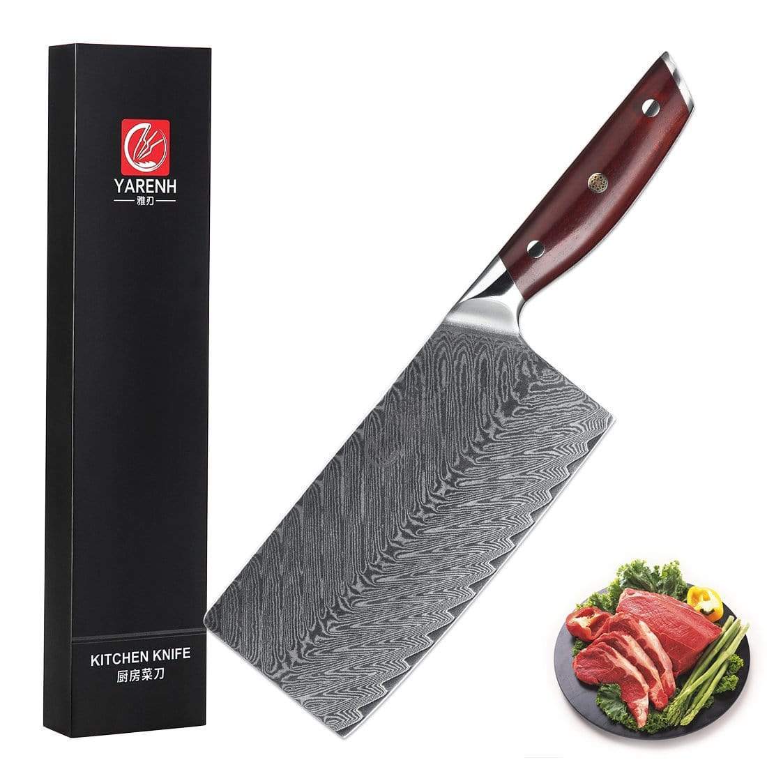 Crude - Chinese Vegetable Cleaver Knife, 7 inch, Carbon Steel, Super Thin &  Light